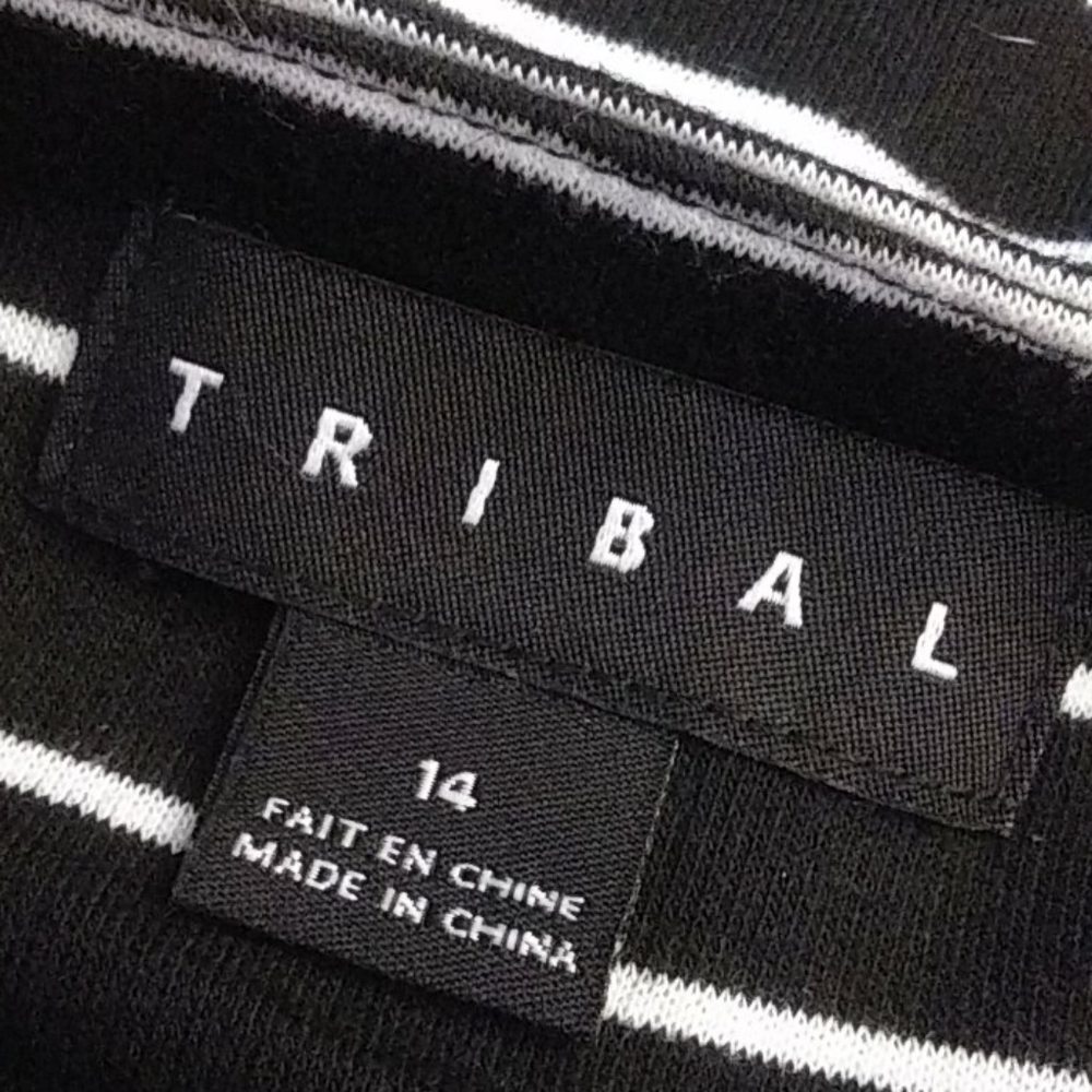 TRIBAL Black & White Asymmetrical Striped Skirt - Picture 2 of 5